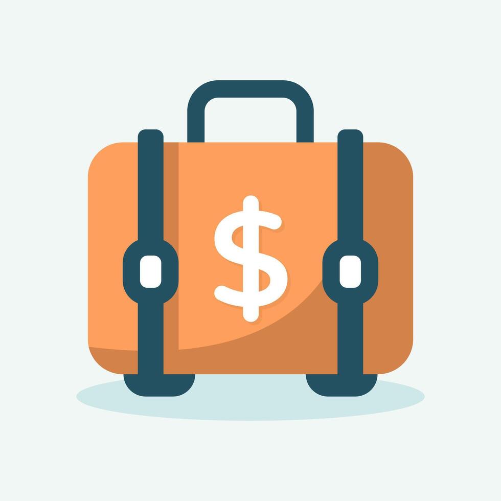 Orange suitcase adorned with dollar sign flat design illustration vector