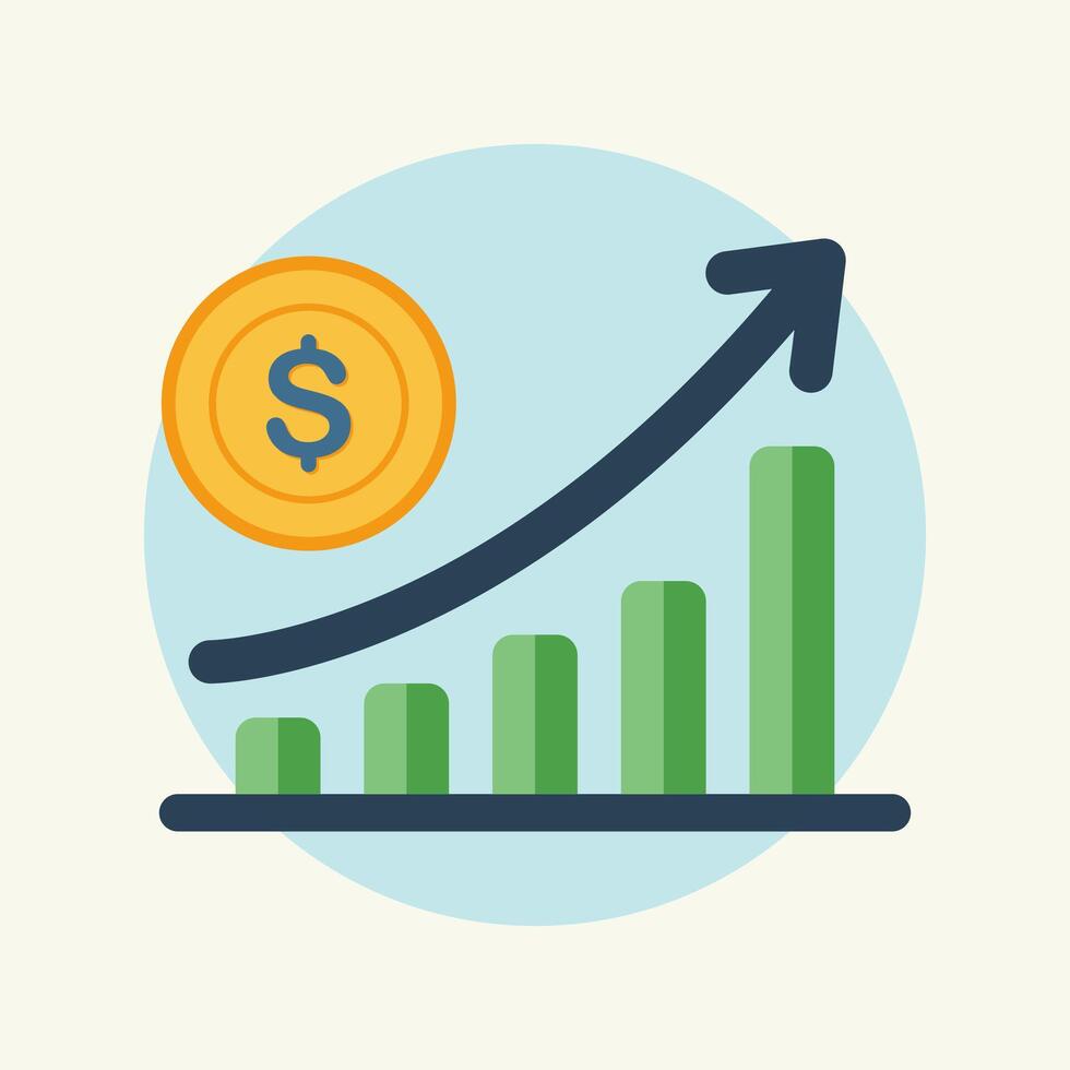 Financial chart showcasing upward economic progress flat design illustration vector