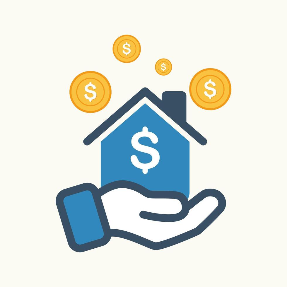 House in hand money rising flat design illustration vector