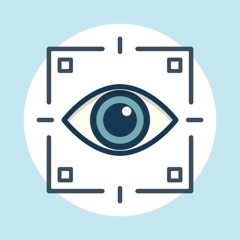 Captured gaze within targeting reticle flat design Illustration vector