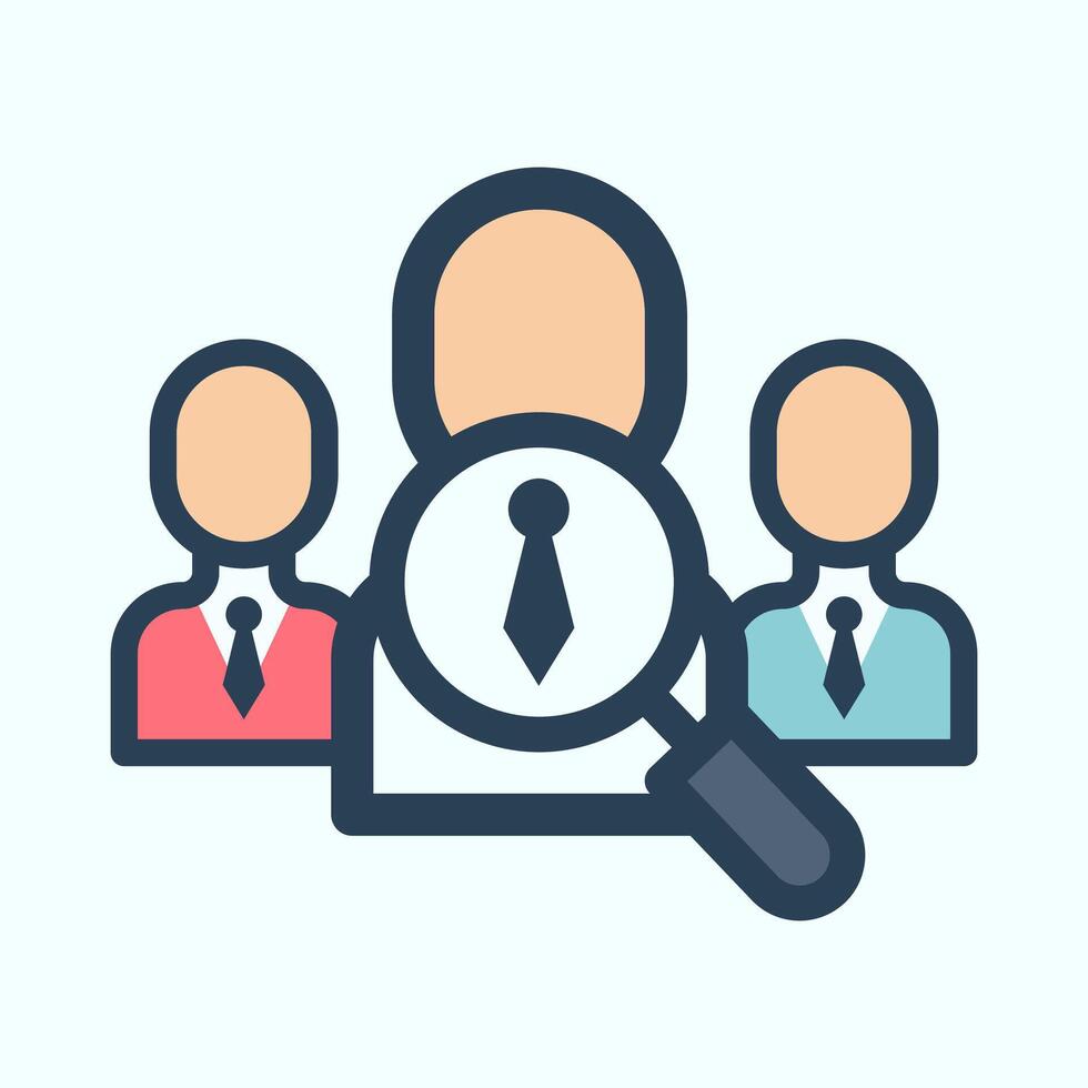 Focused job candidate selection process flat design illustration vector