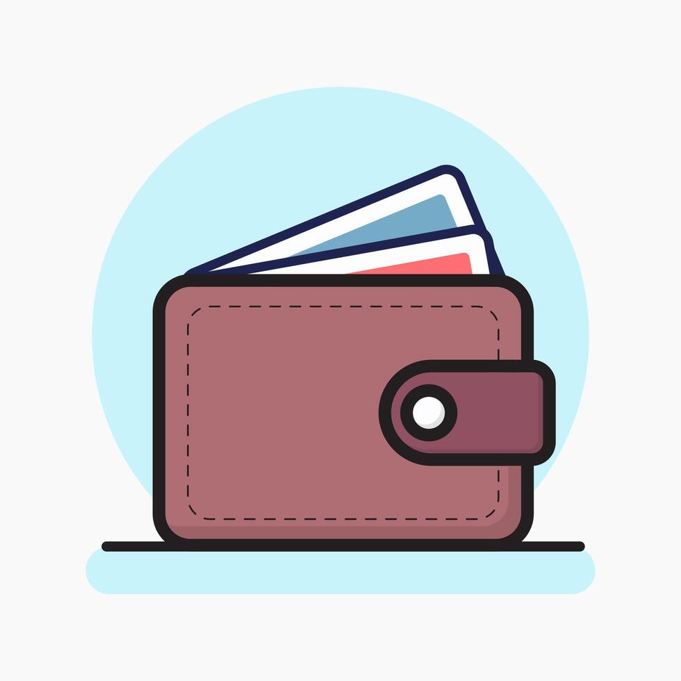 Wallet holds cards with light backdrop flat design illustration vector