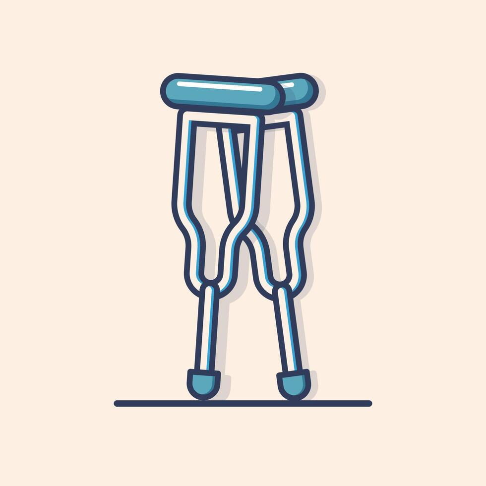 Blue and beige crutches for walking flat design Illustration vector