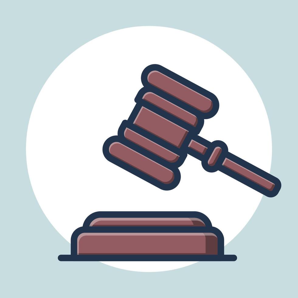Auctions gavel poised above the block flat design Illustration vector