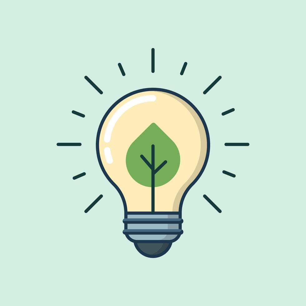 Ecological illumination a bright idea flat design Illustration vector