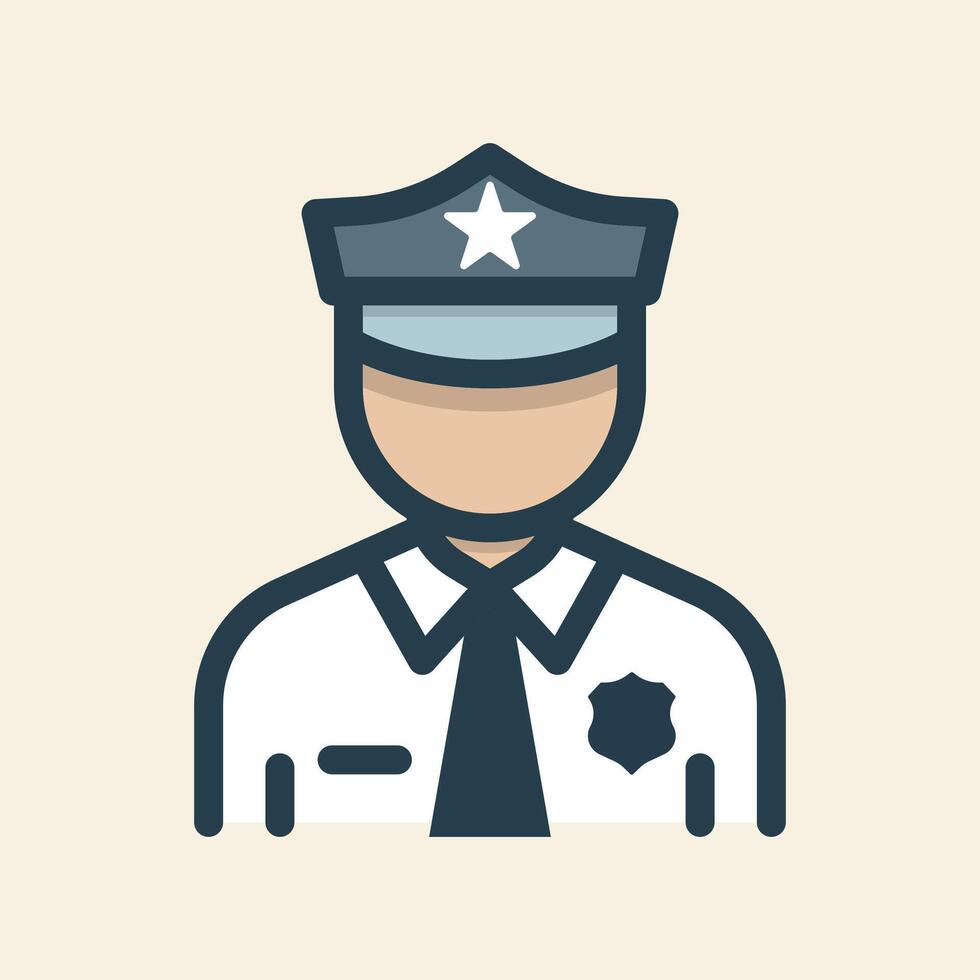 Stylized police officer icon illustration flat design Illustration vector