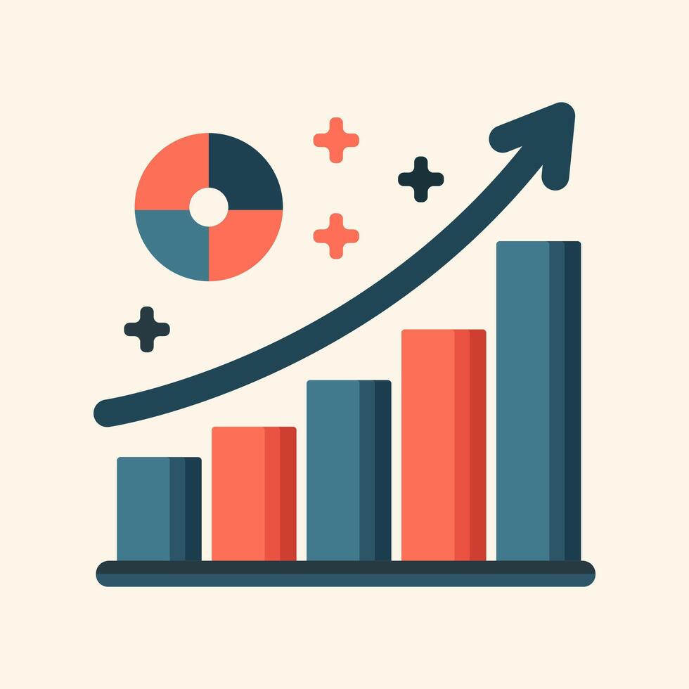 Rising success Data analysis and progress charting flat design illustration vector