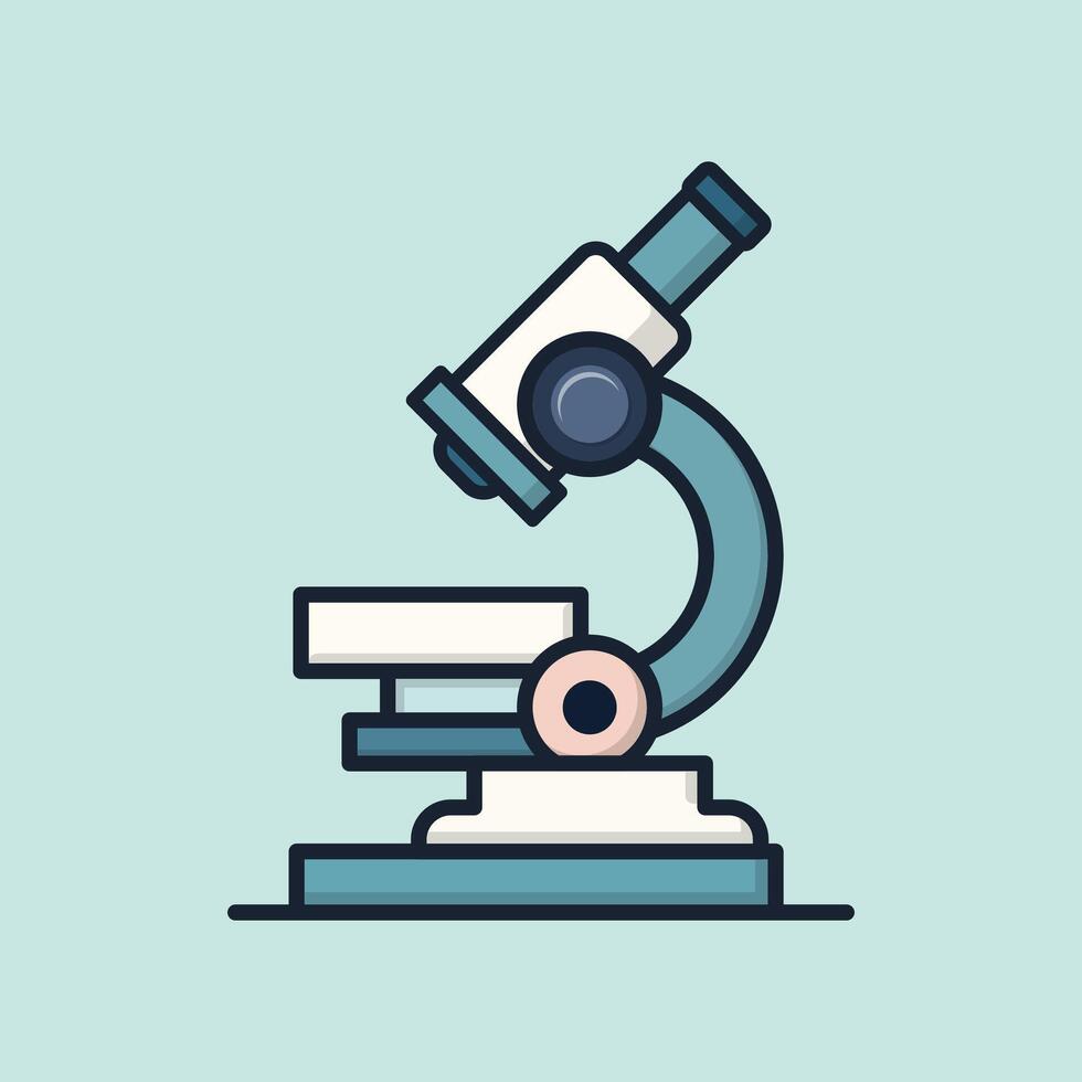 Cartoon microscope stands ready for science flat design Illustration vector