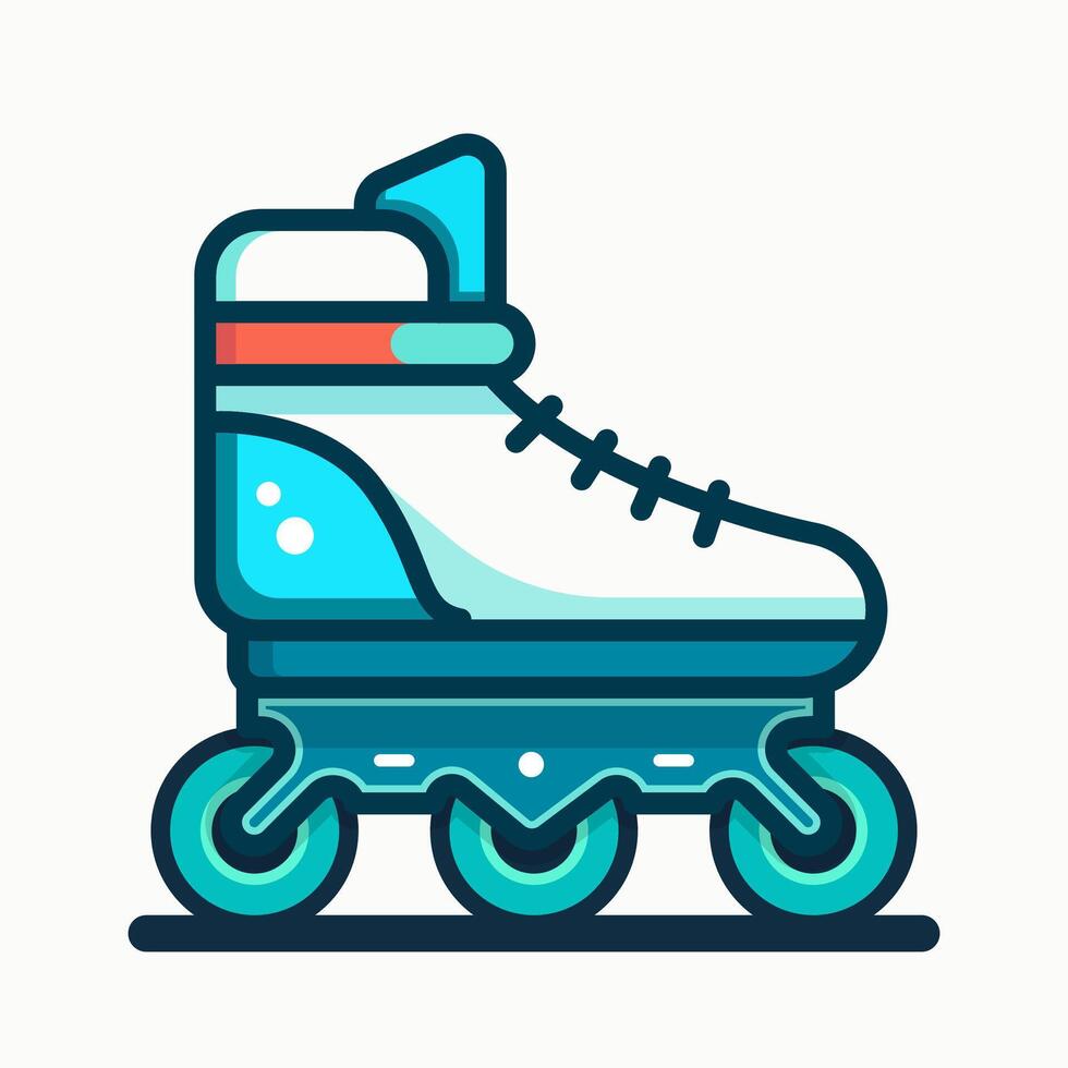 Retrostyled inline roller skate illustration cartoon flat design illustration vector