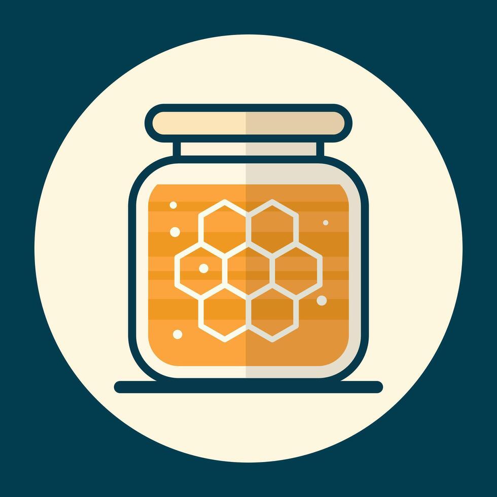 Sweet honey jar on beige circle flat design illustration vector