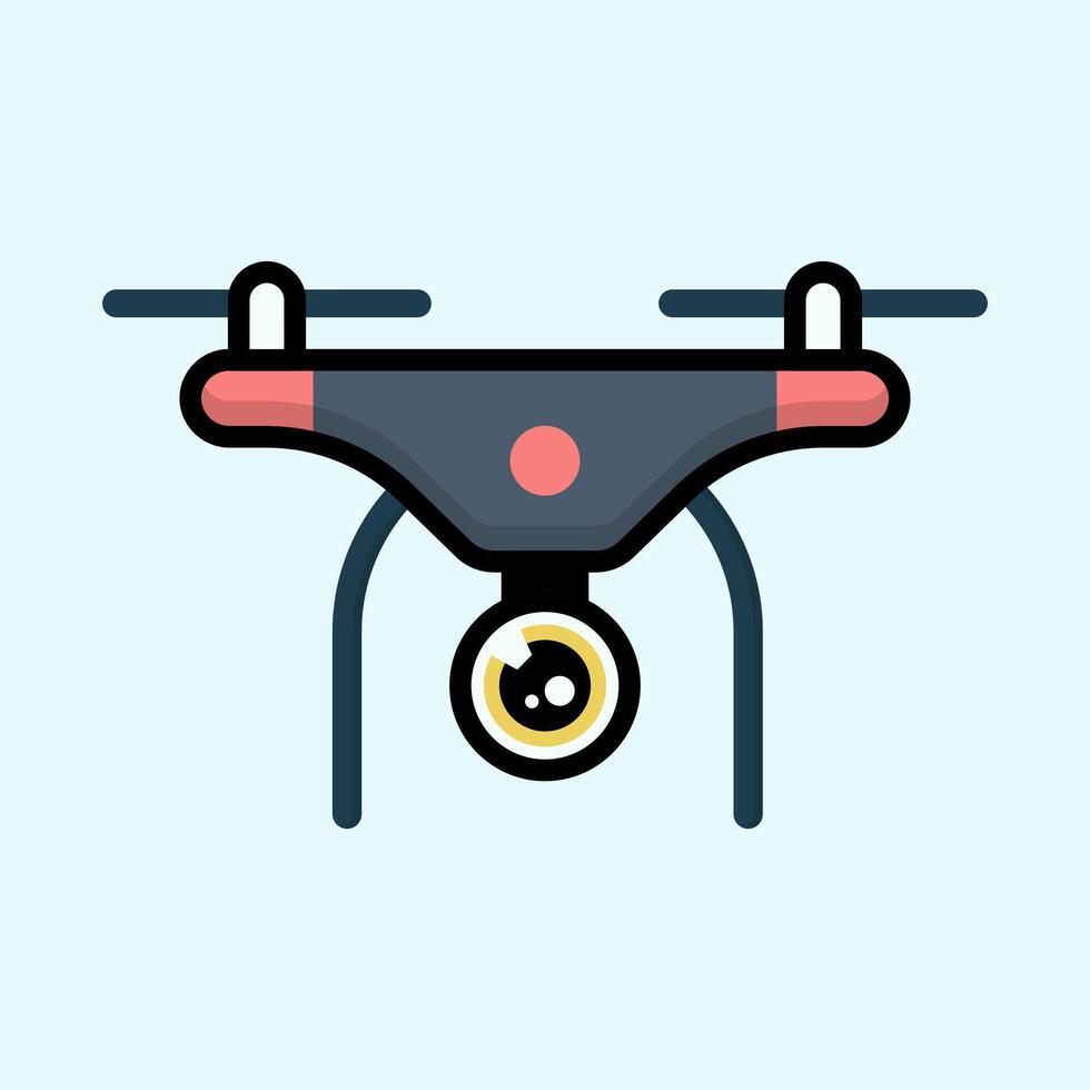 Drone camera flying in sky flat design Illustration vector