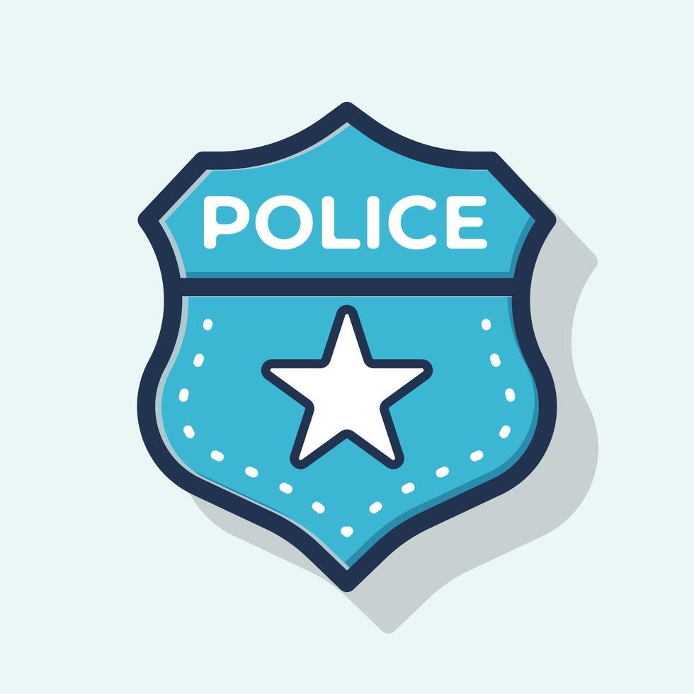 Blue police shield a symbol of law enforcement flat design Illustration vector