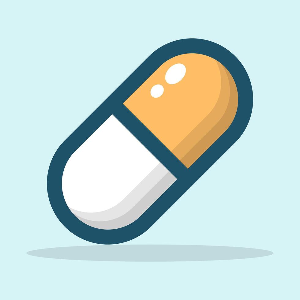 Cartoon capsule with orange and white colors flat design Illustration vector