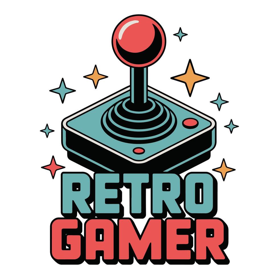 Retro Gamer Classic Joystick Nostalgic Gaming T Shirt Design Illustration vector