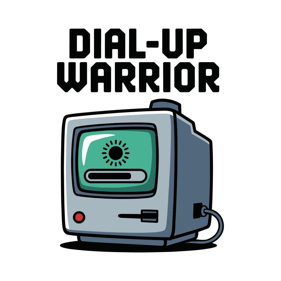 Dial Up Warrior Retro Internet Nostalgia T Shirt Design vector