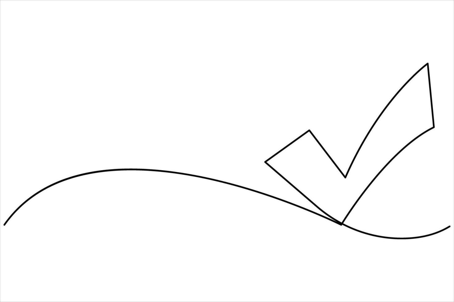 Continuous single line drawing of check mark design. Tick single line icon. Check mark black icon, illustration vector