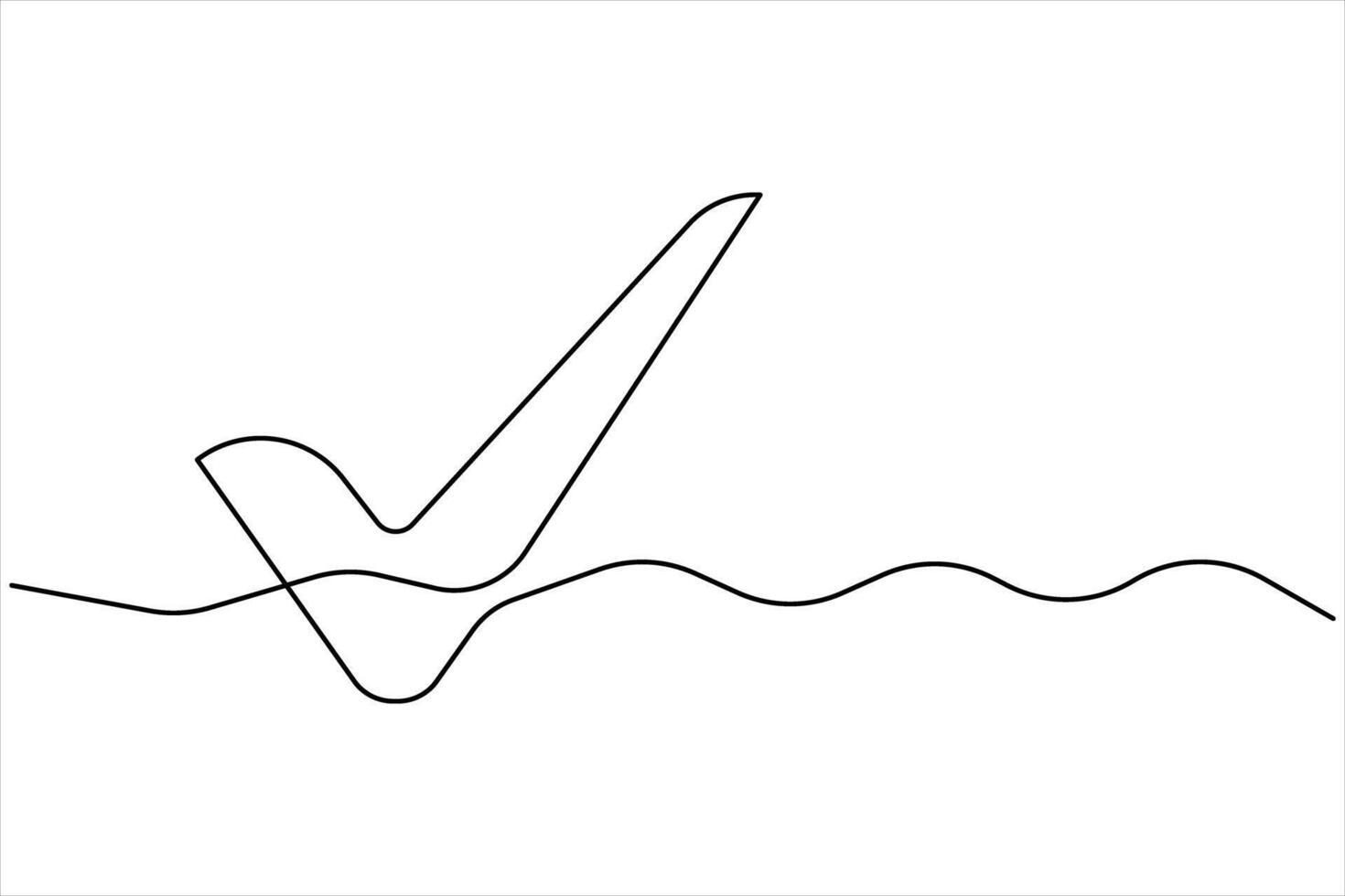 Continuous one line drawing of check mark. Tick single line icon. Check mark black icon vector
