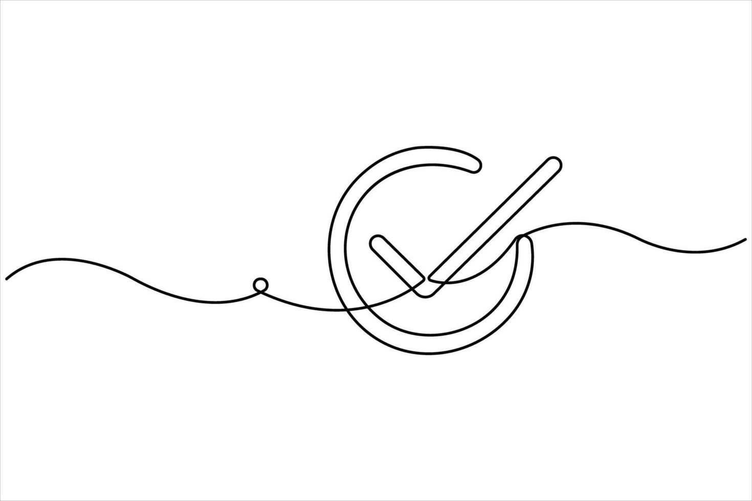 Continuous one line drawing of check mark design. Tick single line icon vector