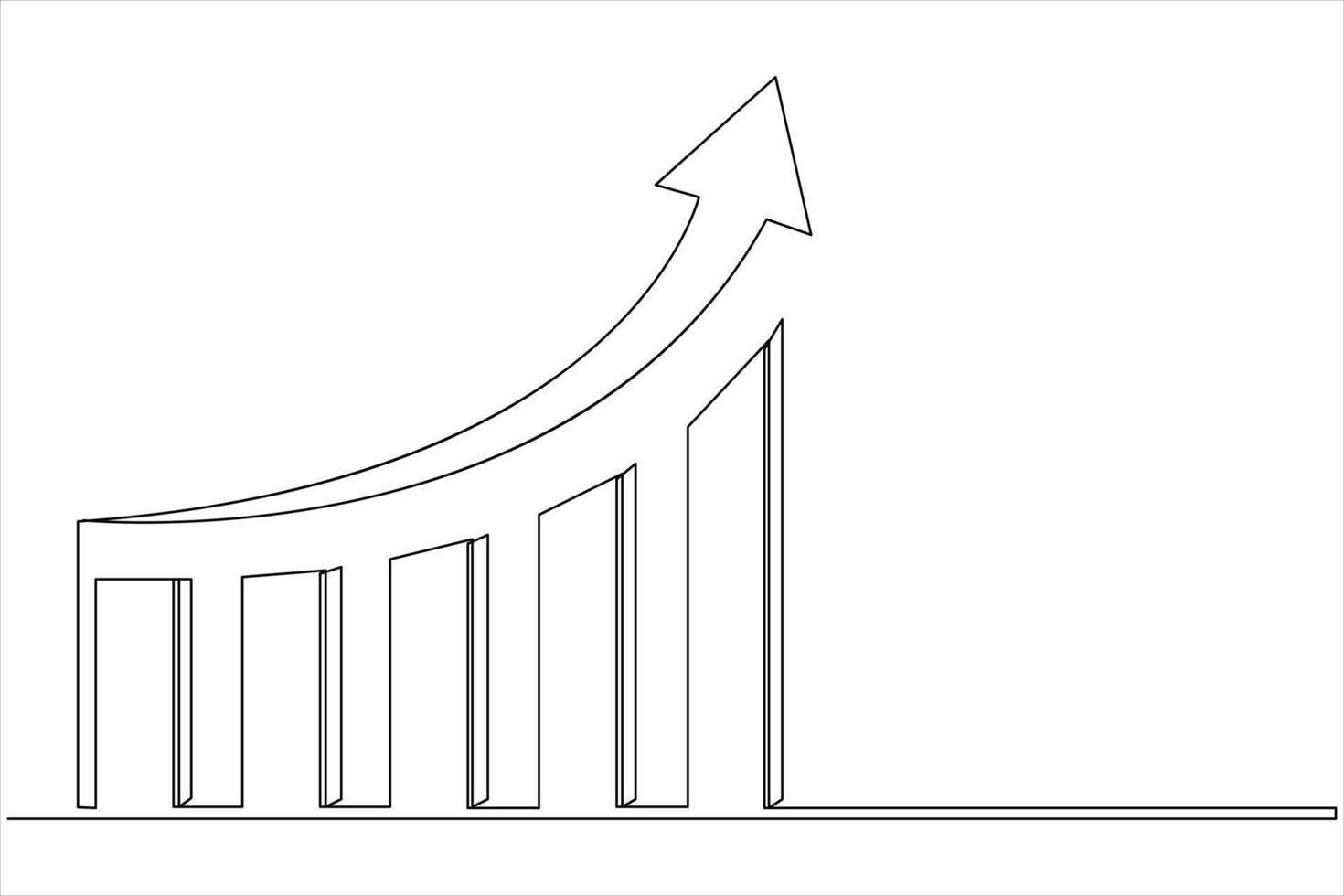 Continuous business growth icon one line drawing of graph vector