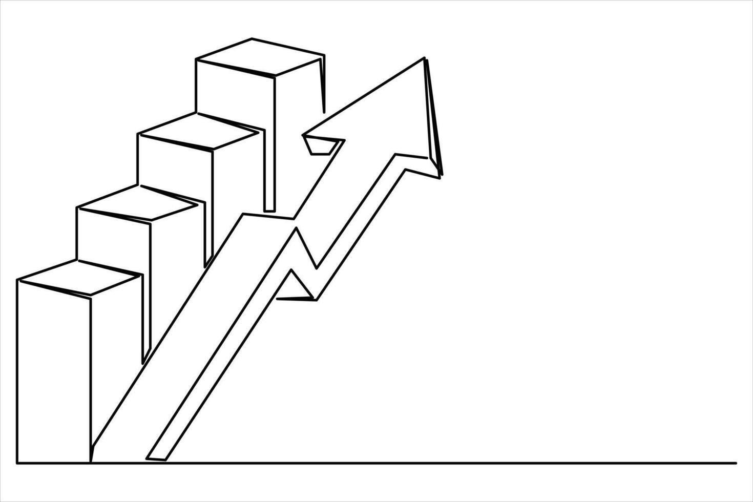 Continuous business growth single line drawing of graph. One line art of arrow up illustration vector