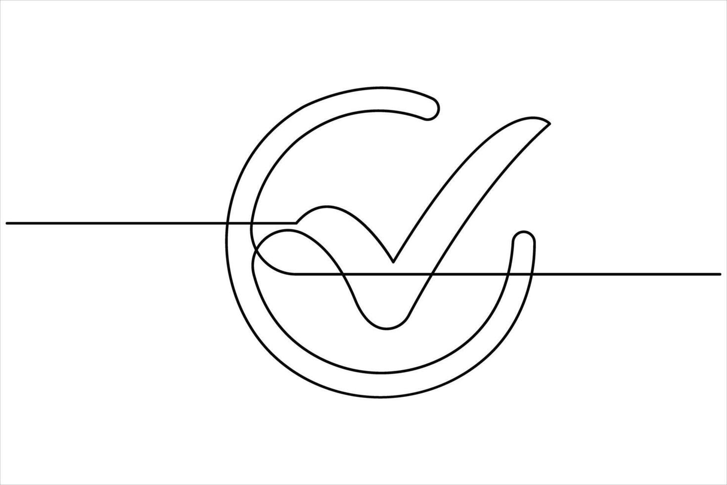Continuous one line drawing of check mark design. Tick single line icon. Check mark black icon vector