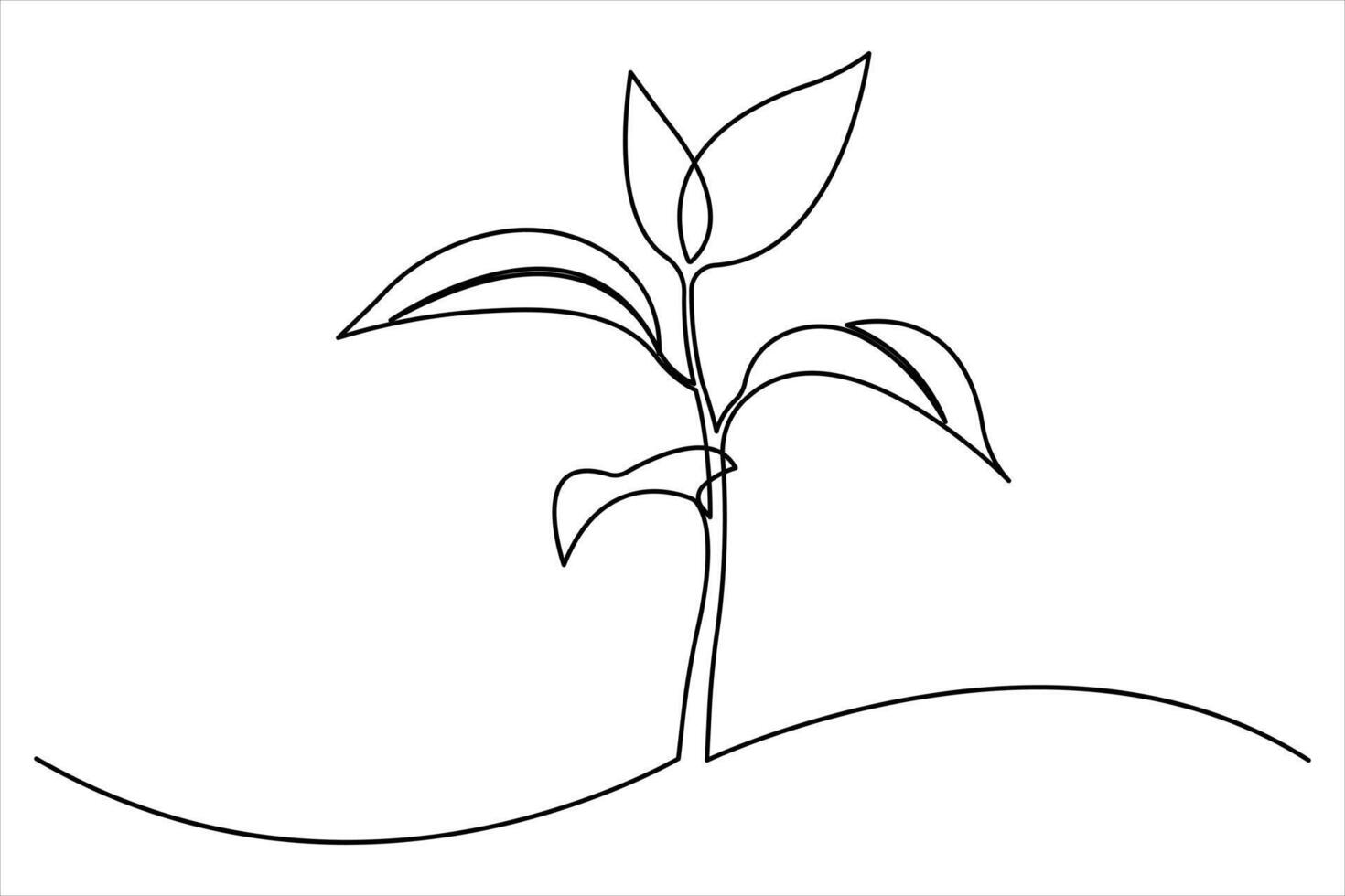 Growth plant in continuous single Line art drawing vector