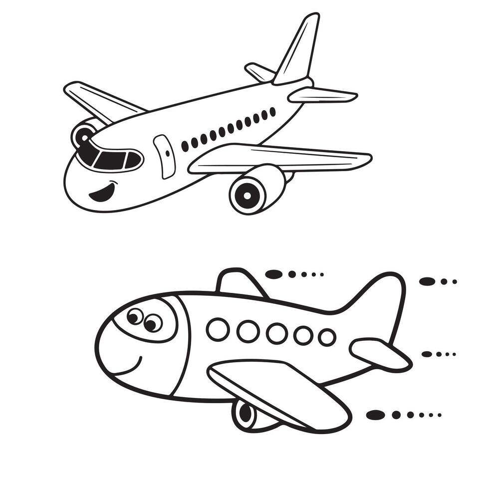 Airplane Coloring Page for Kids Fun Printable Drawing Activity Easy to Color vector