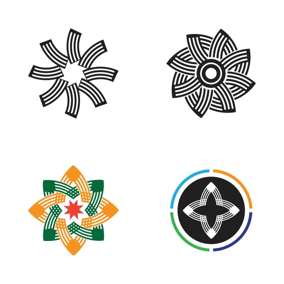 Set Stylized Flowers logo icon symbol template design vector