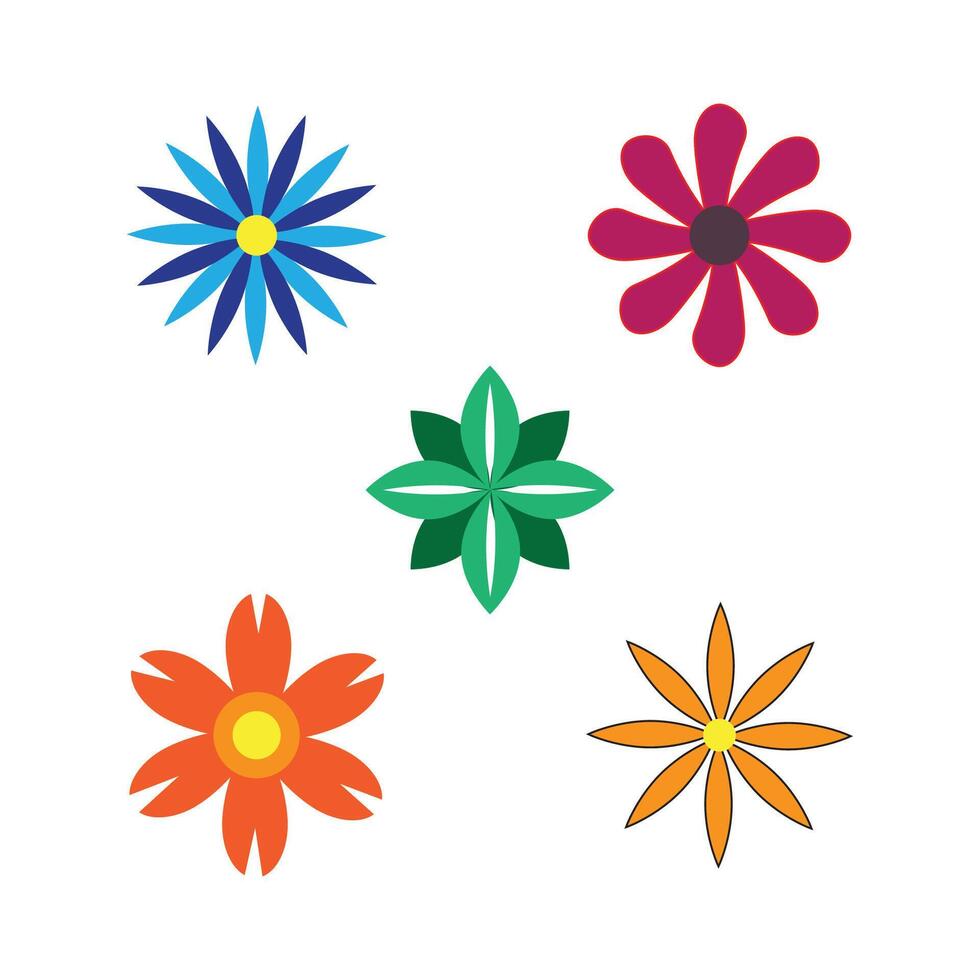 Stylized set Flowers logo icon symbol template vector