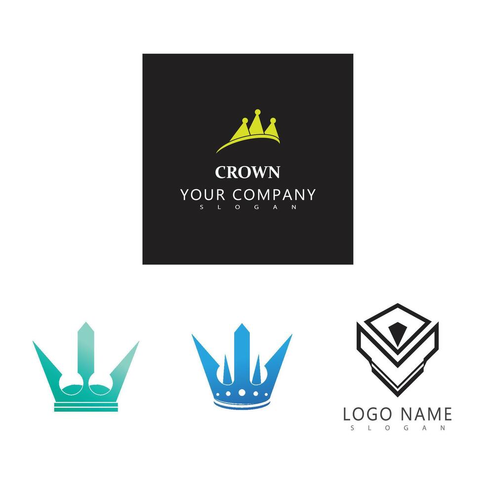 set crown logos and symbol design vector