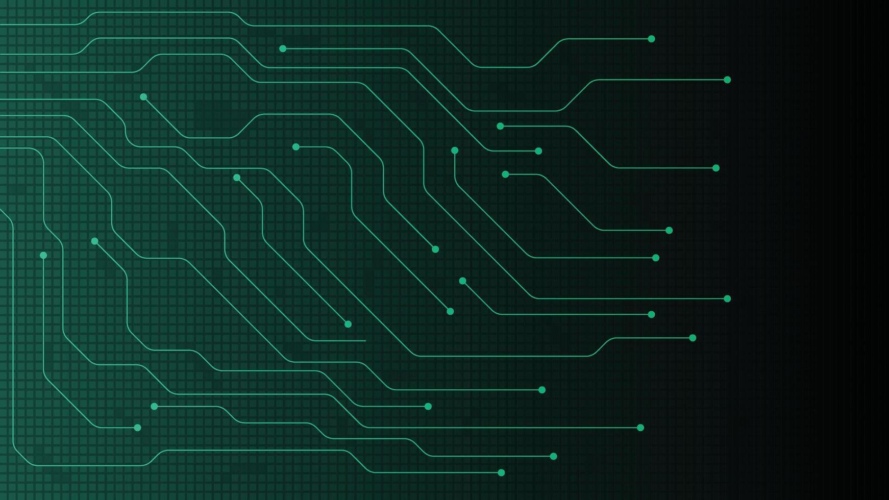 High tech background with glowing green circuit lines on a dark grid pattern ideal for digital themes futuristic layouts modern interfaces and electronic related design projects vector