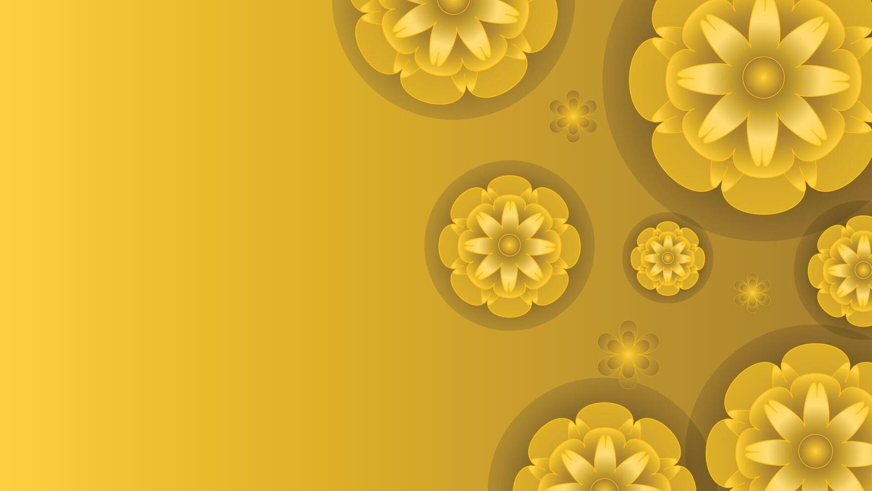 Stylish golden floral background with layered paper cut flowers ideal for decor digital design use vector