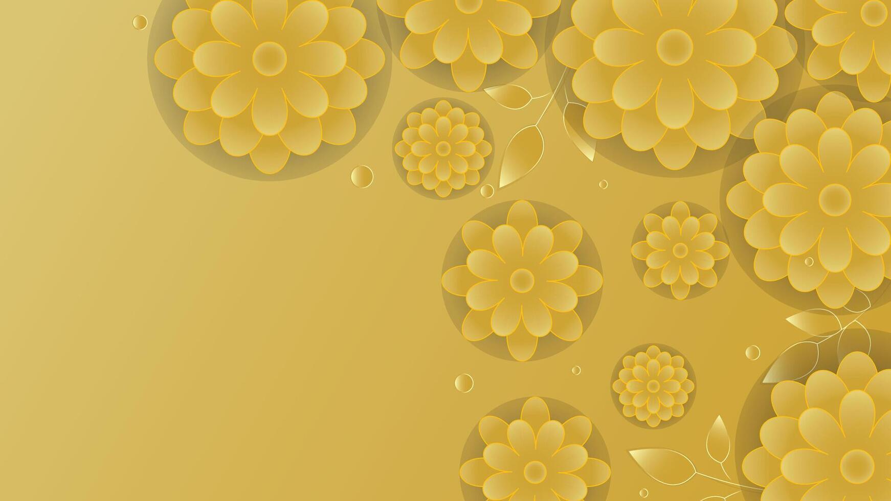 Elegant golden background with floral patterns layered petals and leaves ideal for creative design vector