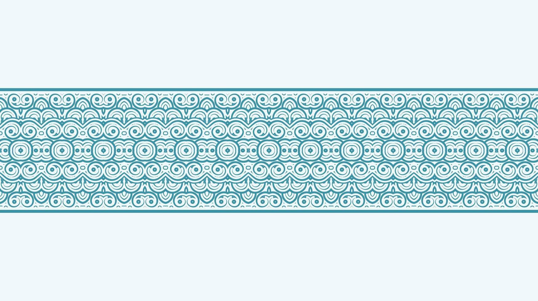 decorative border pattern with swirling motifs in a turquoise color against a light background vector