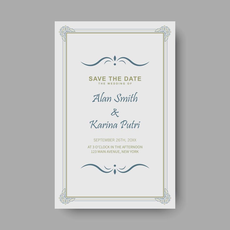 elegant and minimalist save the date invitation design on a gray background vector