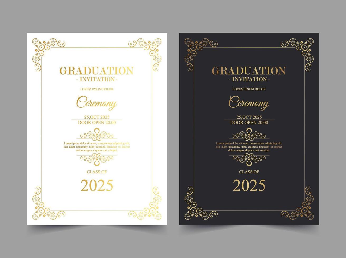 Elegant graduation invitation template with frame ornaments vector