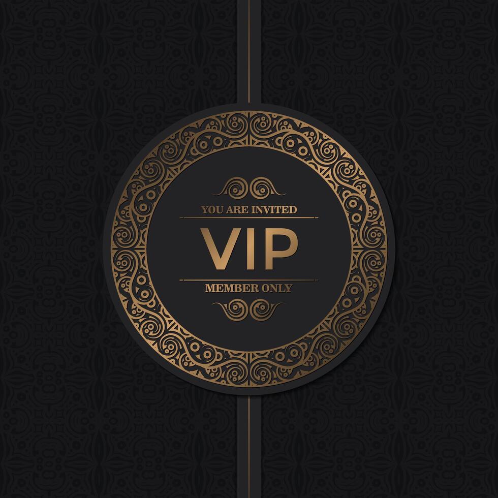 Luxury black and gold VIP art invitation card design vector