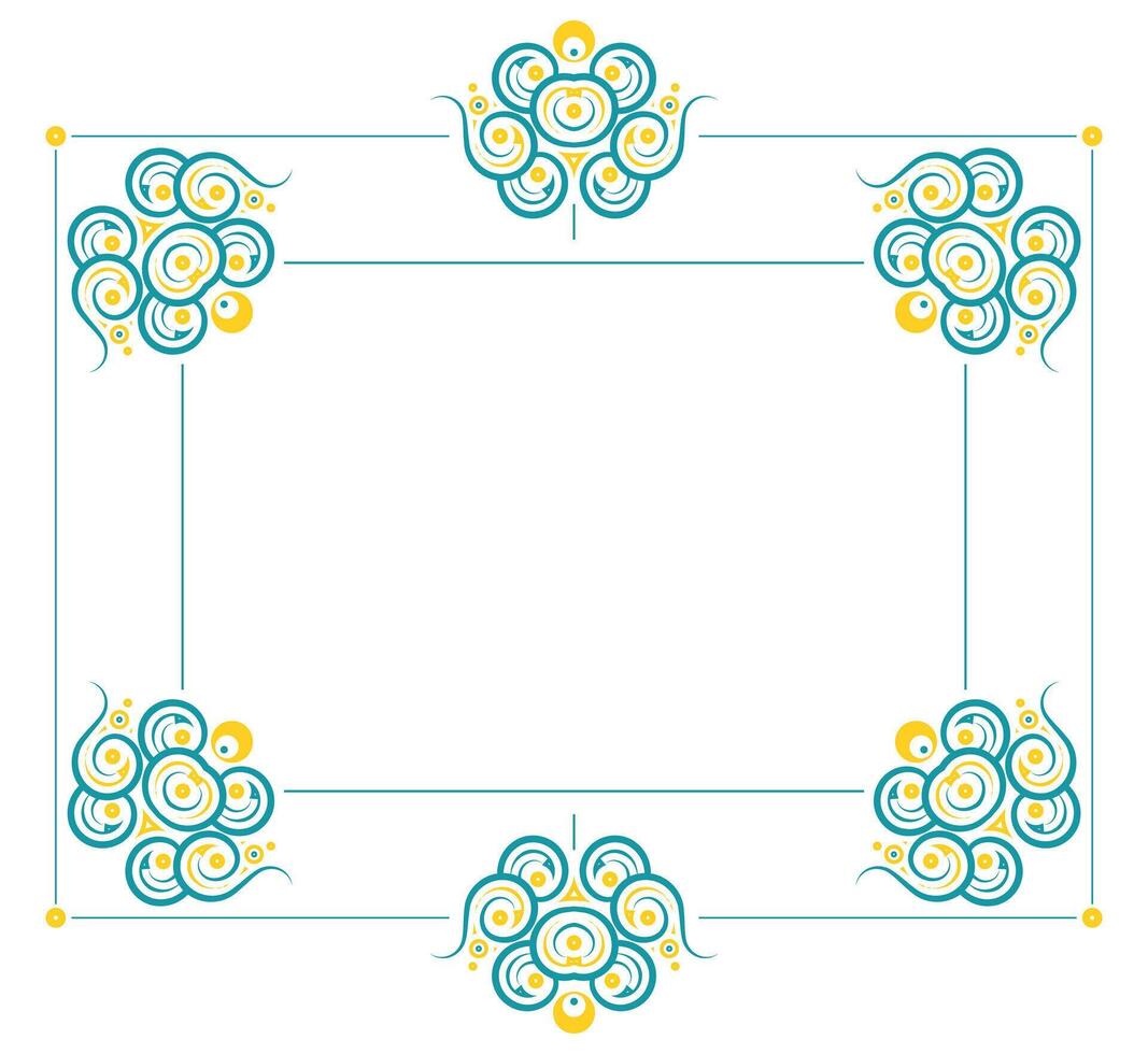 ornament frame design with teal and yellow accents, perfect for invitations, cards, or other design projects vector