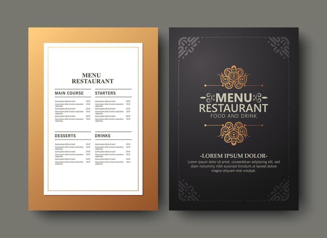 Luxury restaurant menu with art ornament vector