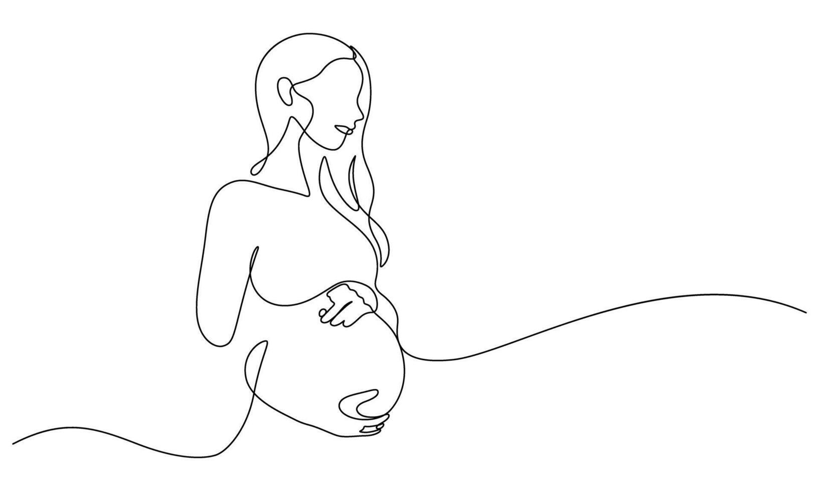 pregnant woman line art continuous minimalism vector