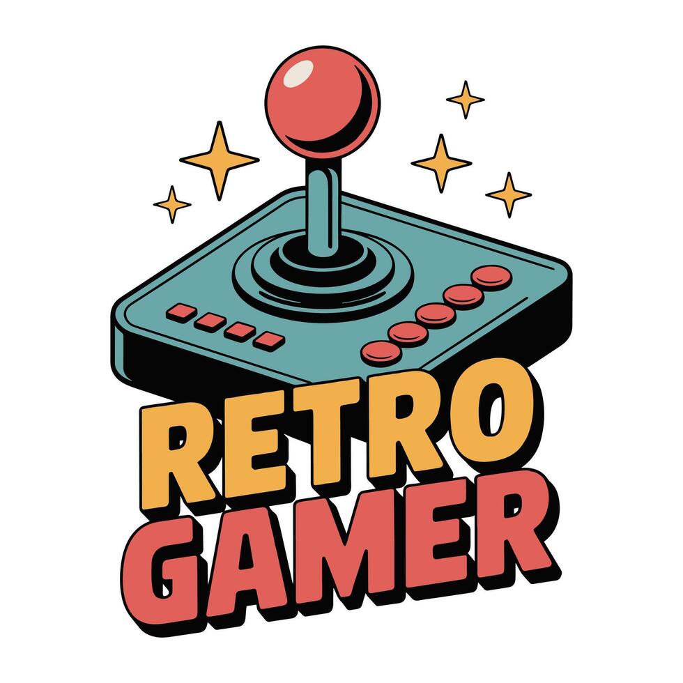 Retro Gamer Classic Joystick Nostalgic Gaming T Shirt Design vector
