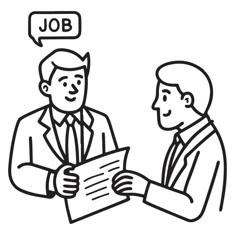 job interview concept outline doodle style vector