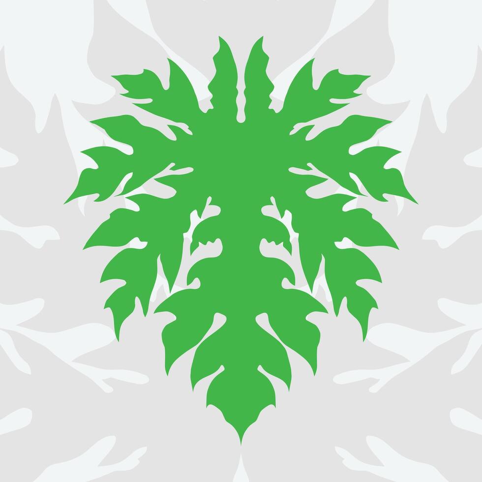 green papaya leaf simple flat illustration vector