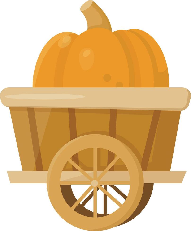 Wagon with Pumpkin vector