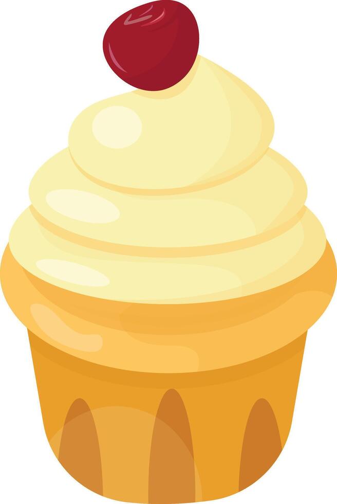 Cherry Topped Pumpkin Cupcake vector