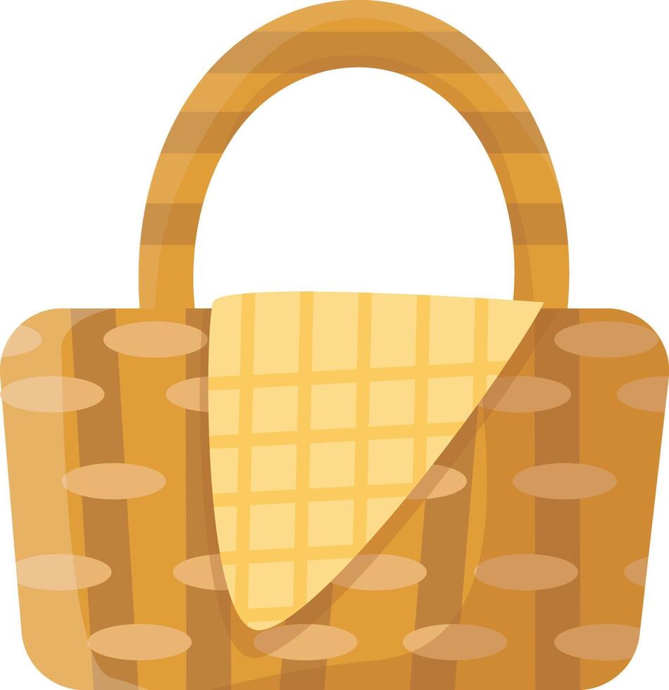 Woven Picnic Basket with Blanket vector
