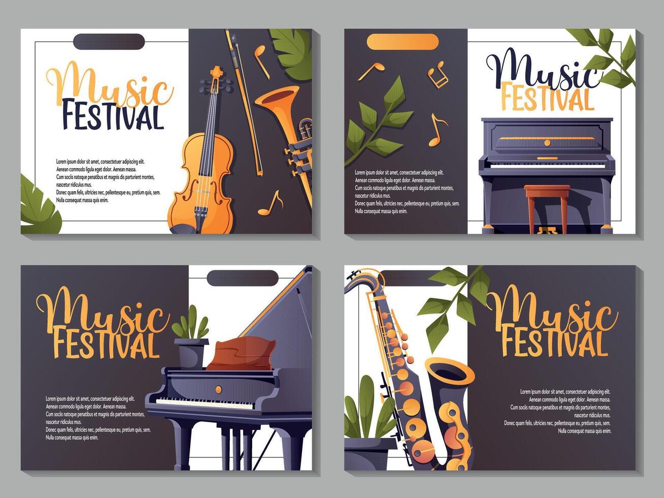 banners with musical instruments for music festival vector