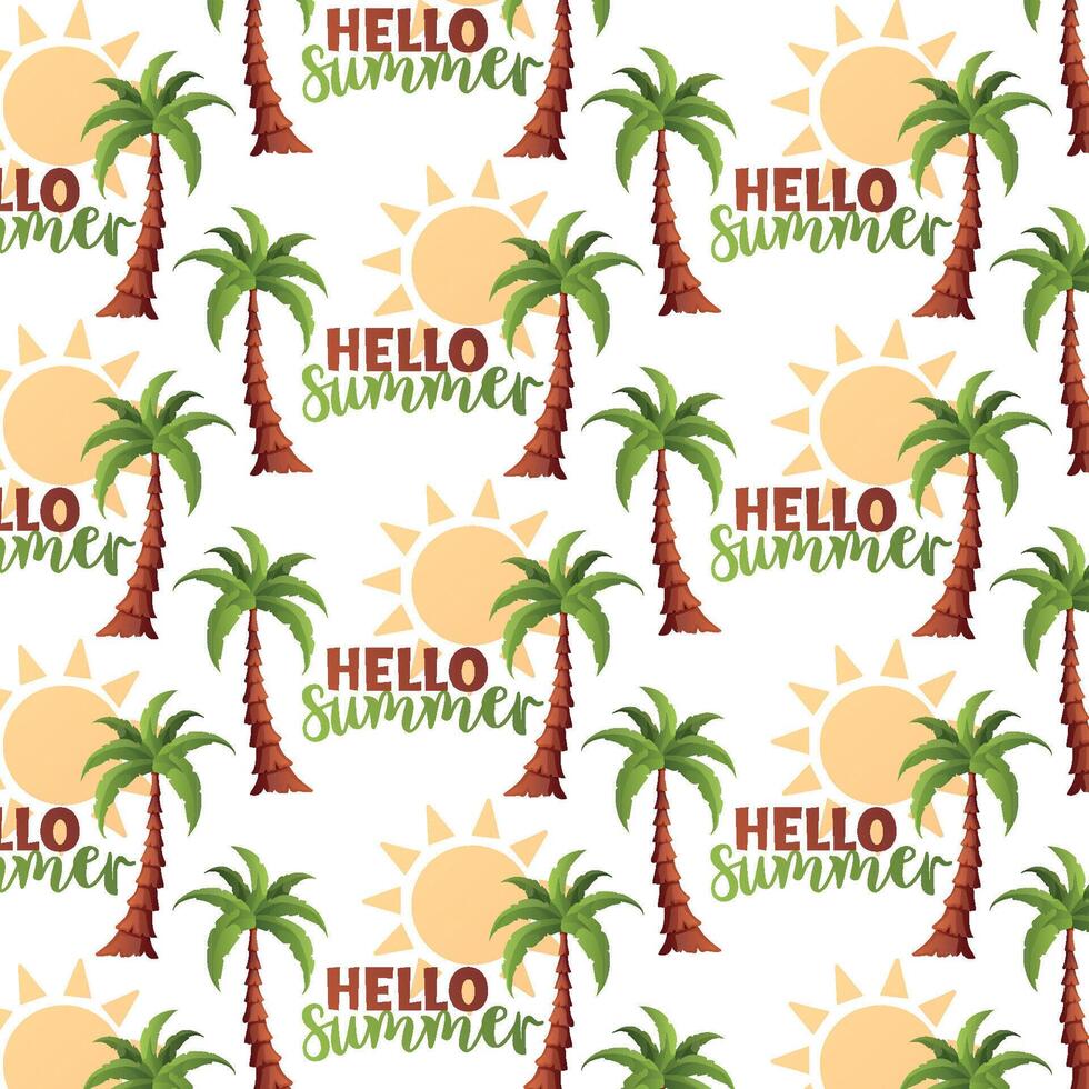 Seamless Pattern with Hello Summer Text vector