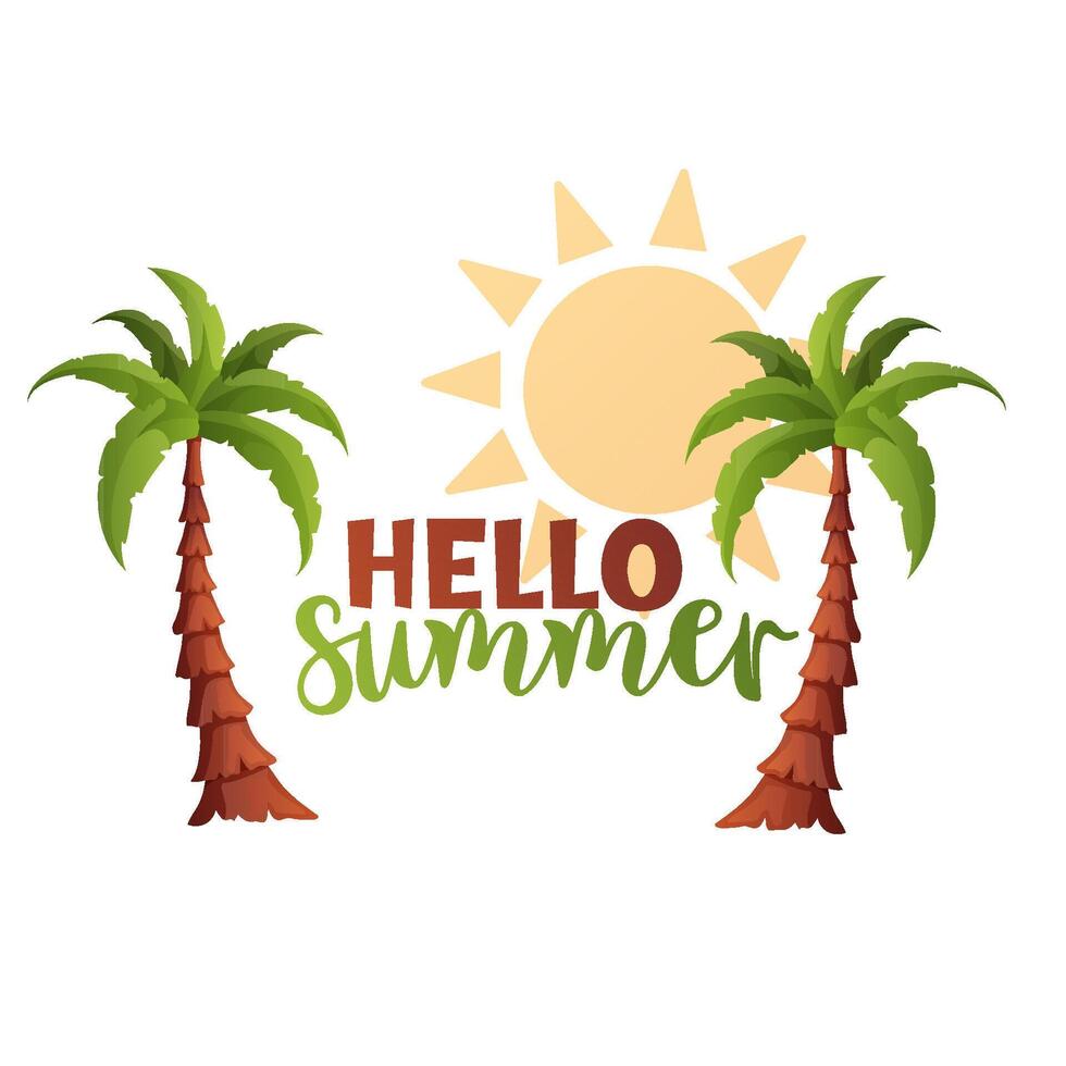 Summer Composition with Hello Summer Text vector