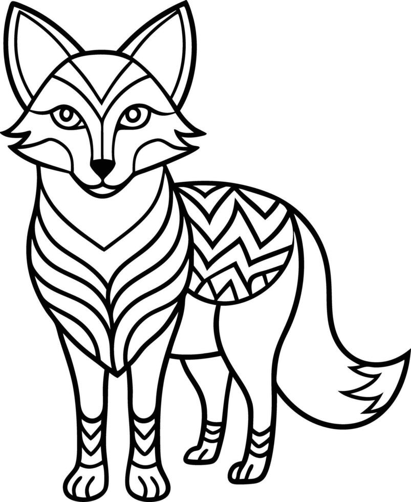 Tribal Animal Coloring Page Boho Fox Art vector